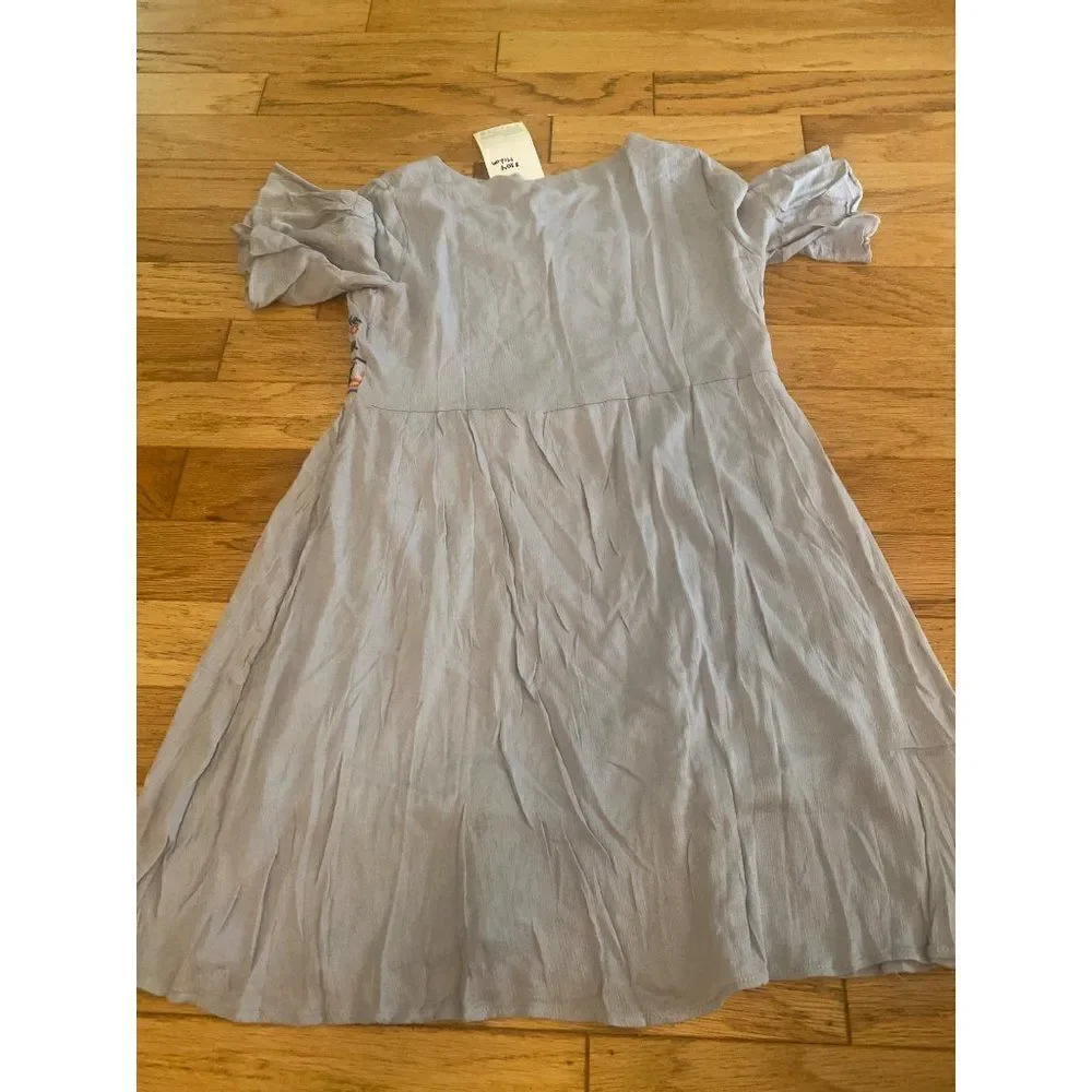 NWT Daizeolii women’s green short bell sleeve embroidered floral peasant dress M - Picture 6 of 7